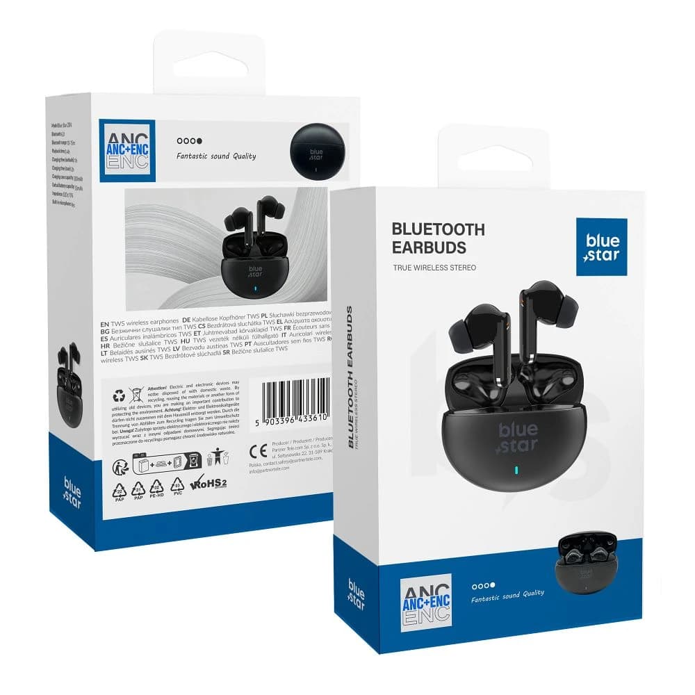 Auriculares Bluetooth TWS Blue Star Zen ANC + ENC TX5 Pretos